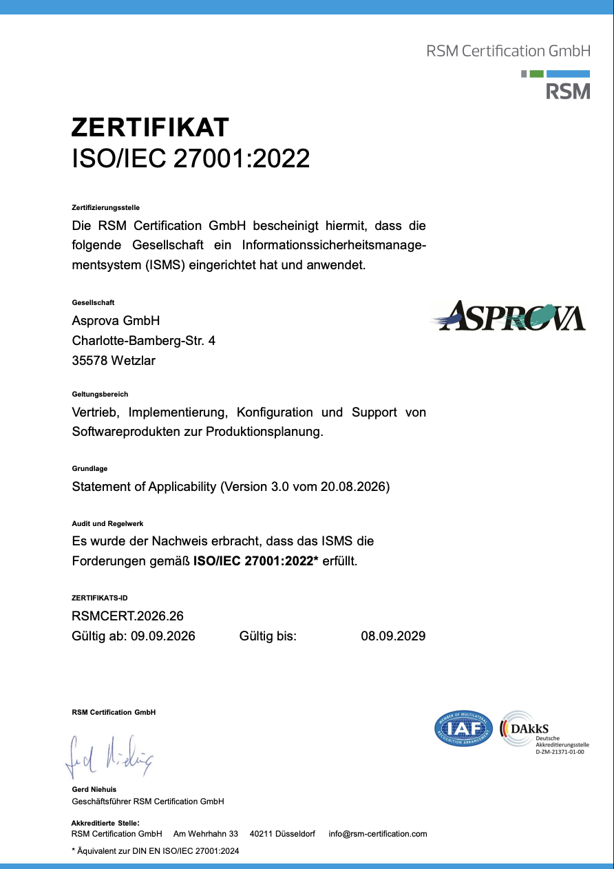 ISO27001 Zertifikat